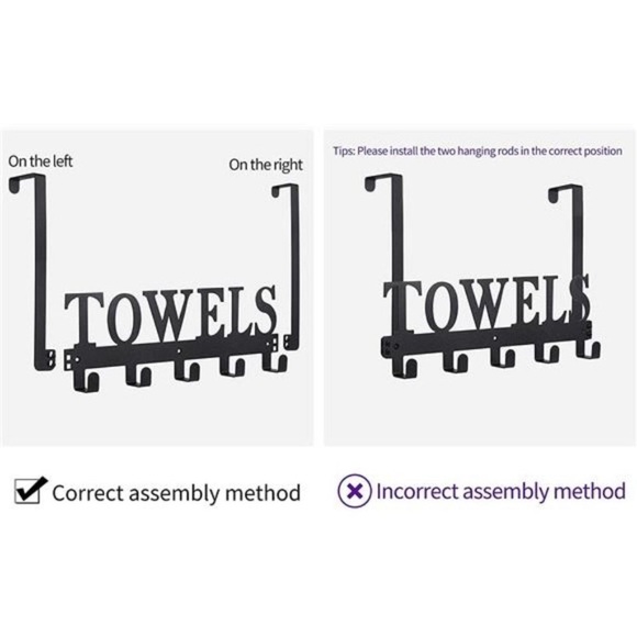 Over The Door Hooks, Towel Holder for Bathroom Door Mount Towel Rack Towel Hook - Picture 3 of 7